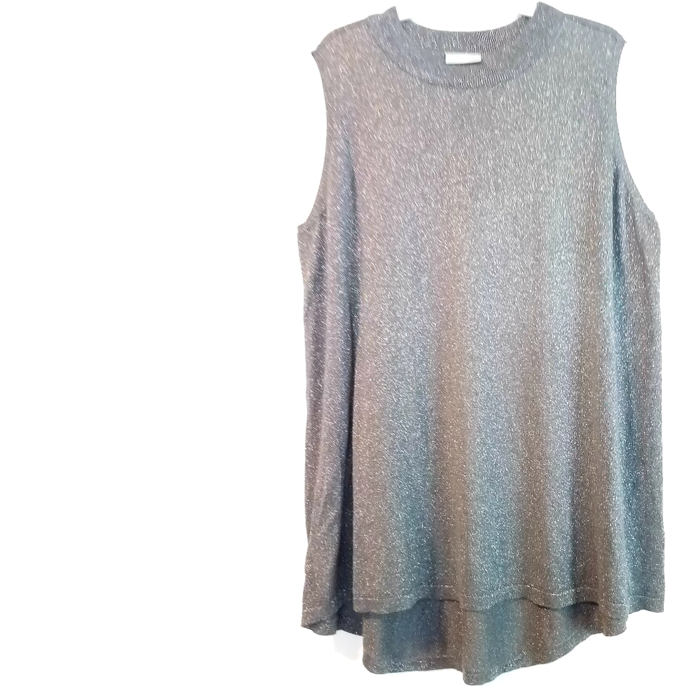 Sleeveless Shimmer Knit Top - Gray
